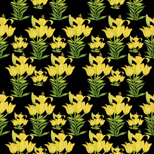yellow lily pattern isolate object white background flower - Photo, Image
