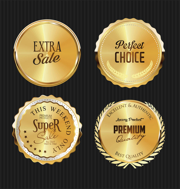 Collection of golden badges and labels retro style - Vektor, Bild