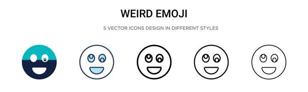 Zvláštní emoji ikona ve vyplněném, tenkém řádku, obrysu a stylu tahu. Vektorové ilustrace dvou barevných a černých podivných emoji vektorových ikon designu lze použít pro mobilní, ui, web - Vektor, obrázek