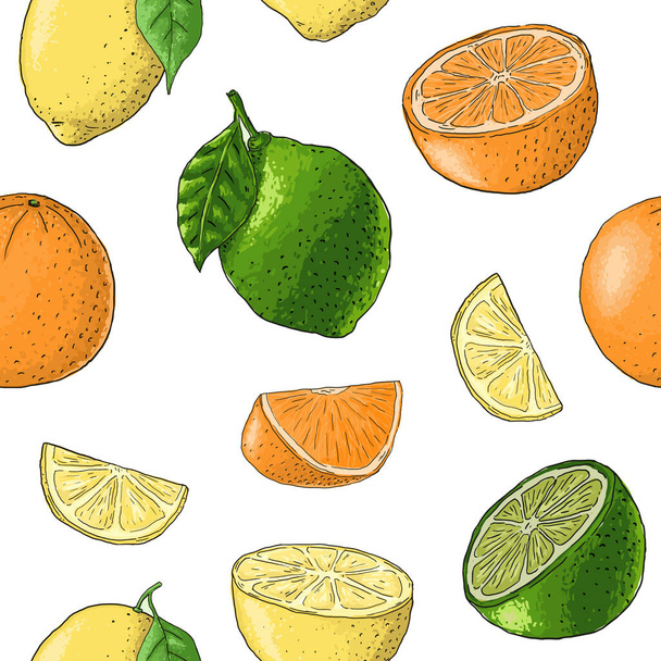 Vintage Citrus Blossom Seamless Pattern. - Vector, Image