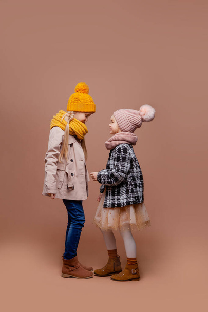 girls in autumn clothes are talking - Foto, Imagem