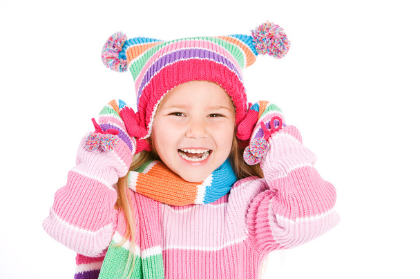 Winter: Cute Winter Girl Laughing - Foto, Imagen
