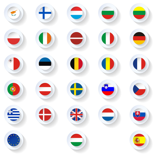 Avrupa Birliği ülke bayrakları düz simgeler kümesi - Vektör, Görsel