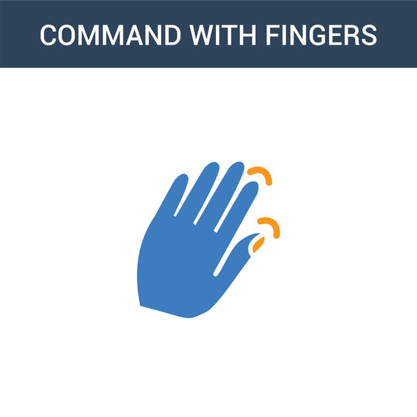 Két színes Command ujjakkal koncepció vektor ikon. 2 szín Command ujjvektor illusztráció. izolált kék és narancs epipa ikon fehér háttér. - Vektor, kép