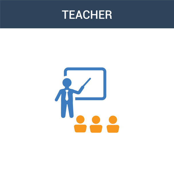 két színes Teacher koncepció vektor ikon. 2 színes Tanár vektor illusztráció. izolált kék és narancs epipa ikon fehér háttér. - Vektor, kép