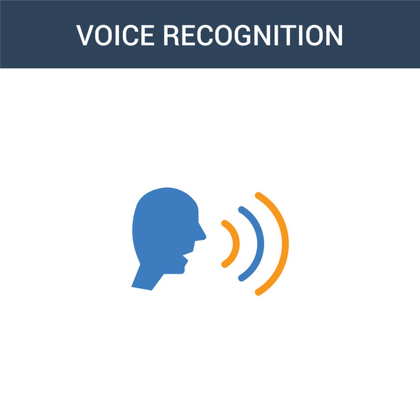 twee gekleurde Voice erkenning concept vector icoon. 2 kleuren Voice herkenning vector illustratie. geïsoleerd blauw en oranje eps icoon op witte achtergrond. - Vector, afbeelding