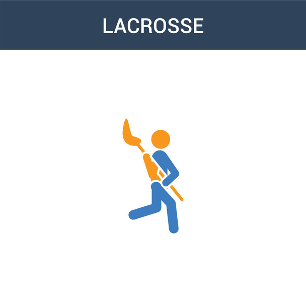 dvě barevné Lacrosse koncept vektorové ikony. 2 barvy Lakros vektorové ilustrace. izolované modré a oranžové eps ikona na bílém pozadí. - Vektor, obrázek