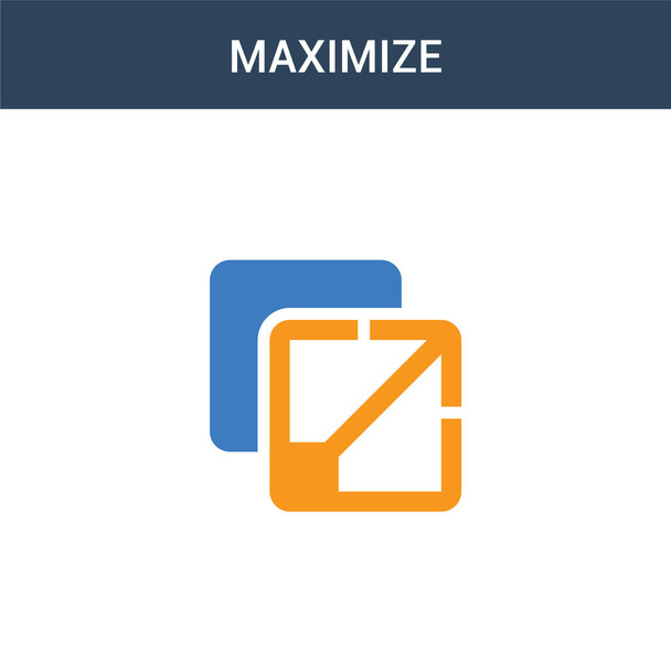 két színes Maximalizálja koncepció vektor ikon. 2 szín Maximalizálja vektor illusztráció. izolált kék és narancs epipa ikon fehér háttér. - Vektor, kép