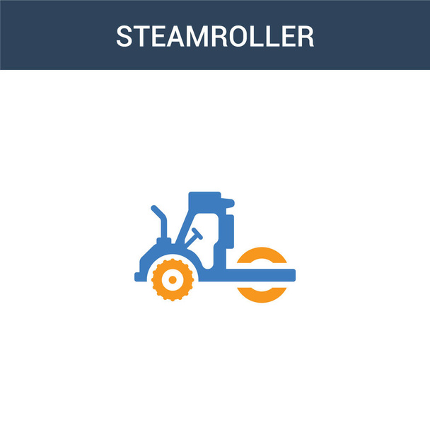 δύο χρωματιστά Steamroller έννοια διάνυσμα εικονίδιο. 2 χρώμα Steamroller διανυσματική απεικόνιση. απομονωμένο μπλε και πορτοκαλί εικονίδιο eps σε λευκό φόντο. - Διάνυσμα, εικόνα