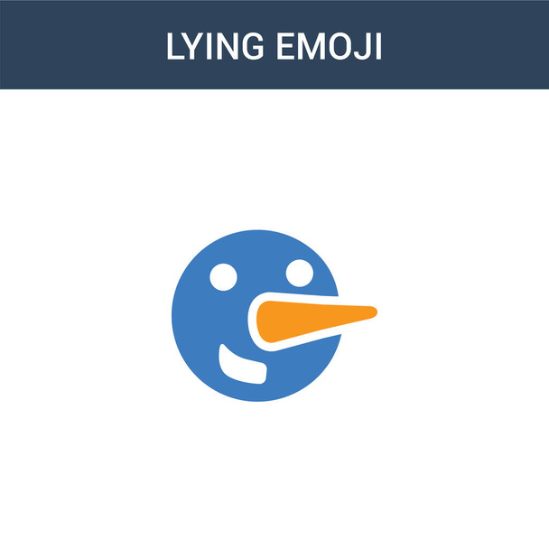 twee gekleurde Liegende emoji concept vector icoon. 2 kleuren Liegende emoji vector illustratie. geïsoleerd blauw en oranje eps icoon op witte achtergrond. - Vector, afbeelding
