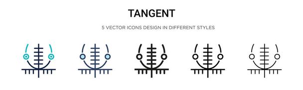 Tangent icon in filled, thin line, outline and stroke style. Vector illustration of two colored and black tangent vector icons designs can be used for mobile, ui, web - Vector, Image