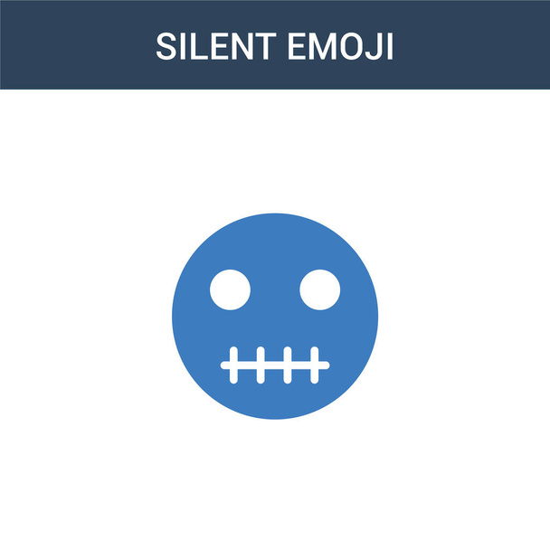 két színes Silent emoji koncepció vektor ikon. 2 szín Silent emoji vektor illusztráció. izolált kék és narancs epipa ikon fehér háttér. - Vektor, kép