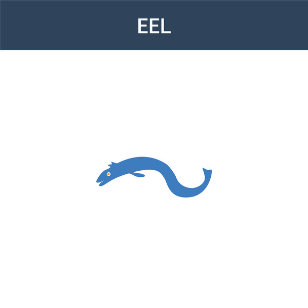 due icone vettoriali colorate del concetto di anguilla. Illustrazione vettoriale a 2 colori dell'anguilla. isolato blu e arancione eps icona su sfondo bianco
. - Vettoriali, immagini