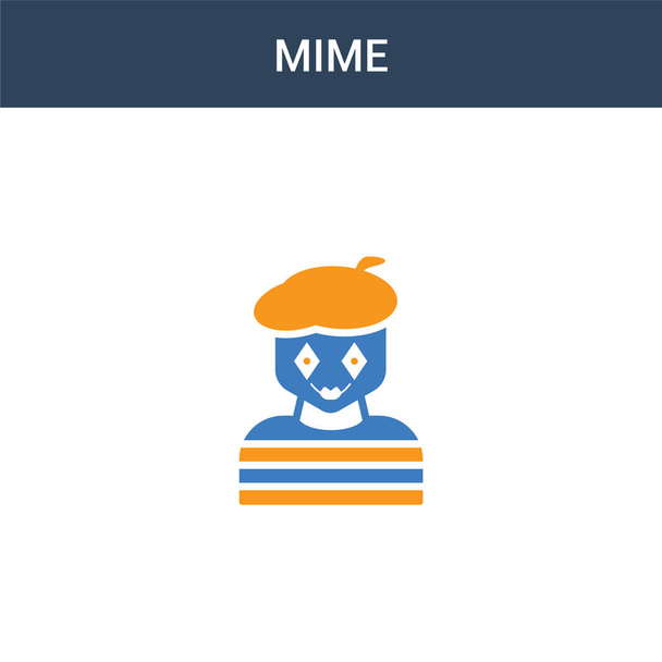 twee gekleurde Mime concept vector icoon. 2 kleuren Mime vector illustratie. geïsoleerd blauw en oranje eps icoon op witte achtergrond. - Vector, afbeelding