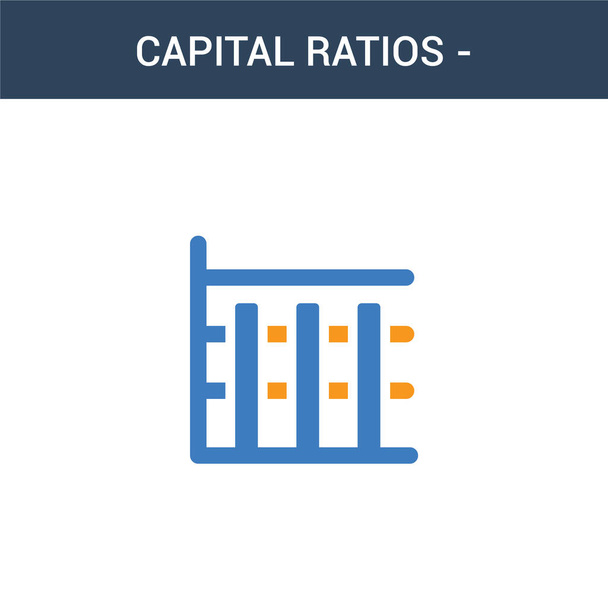 deux ratios de capital de couleur - Tier 1 et Tier 2 icône vectorielle concept. 2 ratios de capital couleur - Illustration vectorielle de niveaux 1 et 2. isolé bleu et orange eps icône sur fond blanc
. - Vecteur, image