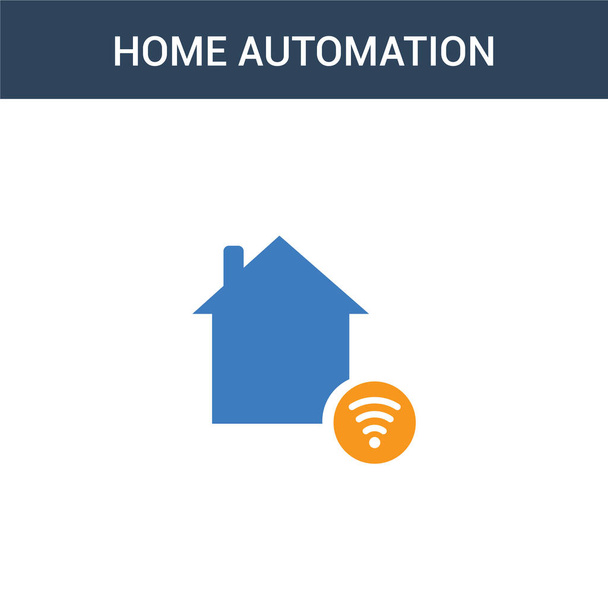 two colored Home automation concept vector icon. 2 color Home automation vector illustration. isolated blue and orange eps icon on white background. - Vector, Image