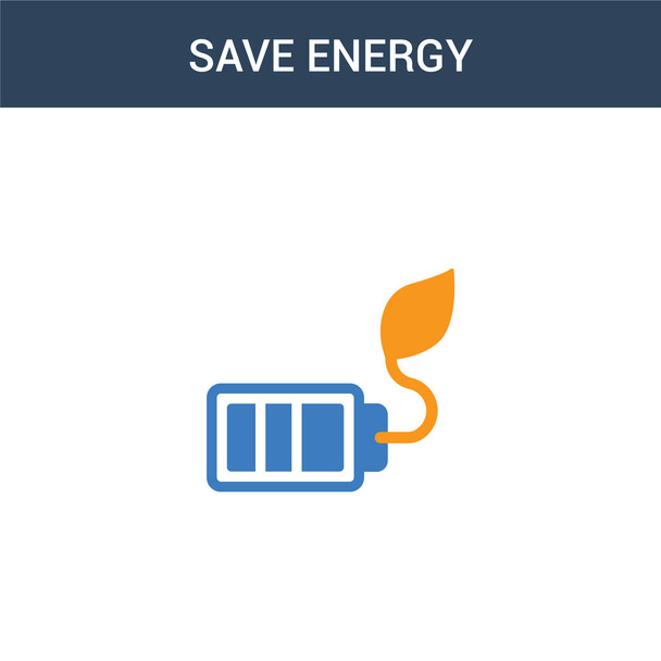 two colored Save energy concept vector icon. 2 color Save energy vector illustration. isolated blue and orange eps icon on white background. - Vector, Image