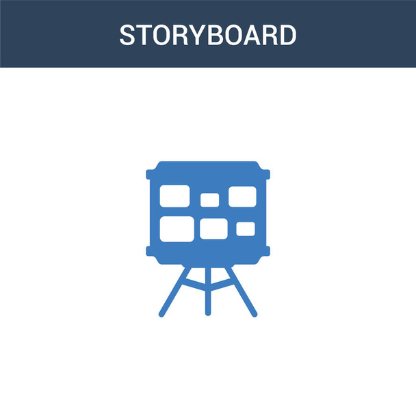 dvě barevné Storyboard koncept vektorové ikony. 2 barvy Storyboard vektorové ilustrace. izolované modré a oranžové eps ikona na bílém pozadí. - Vektor, obrázek