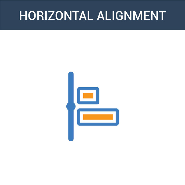 two colored Horizontal alignment concept vector icon. 2 color Horizontal alignment vector illustration. isolated blue and orange eps icon on white background. - Vector, Image