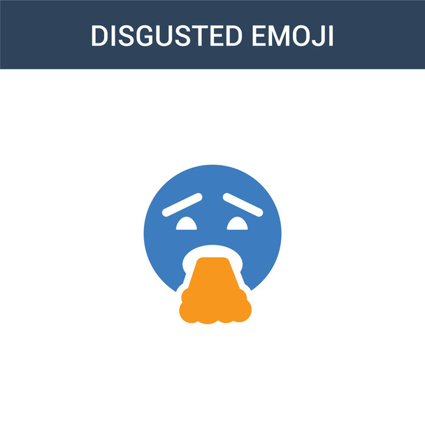 dois colorido ícone de vetor de conceito de emoji enojado. 2 cores Emoji repugnante vetor ilustração. isolado ícone eps azul e laranja no fundo branco
. - Vetor, Imagem