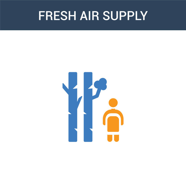 due colorati icona concetto di alimentazione dell'aria fresca vettore. Illustrazione del vettore di alimentazione dell'aria fresca a 2 colori. isolato blu e arancione eps icona su sfondo bianco
. - Vettoriali, immagini