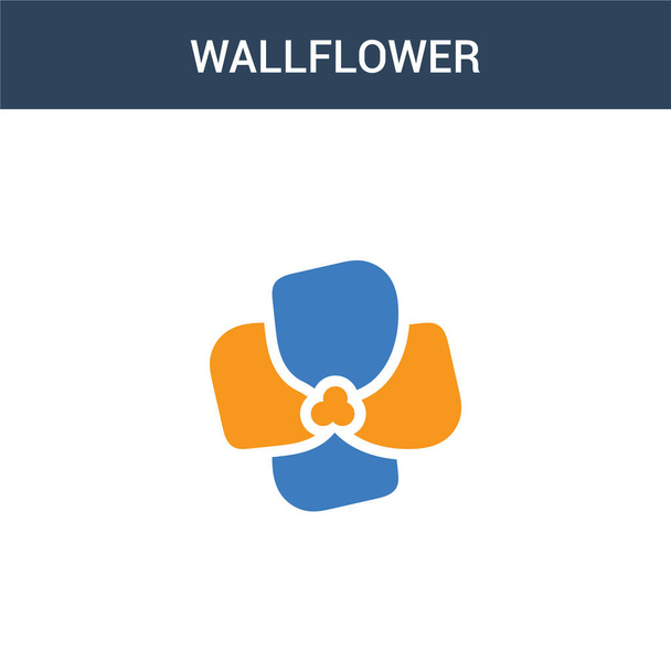 dois ícone vetorial conceito Wallflower colorido. 2 ilustração vetorial Wallflower cor. isolado ícone eps azul e laranja no fundo branco
. - Vetor, Imagem