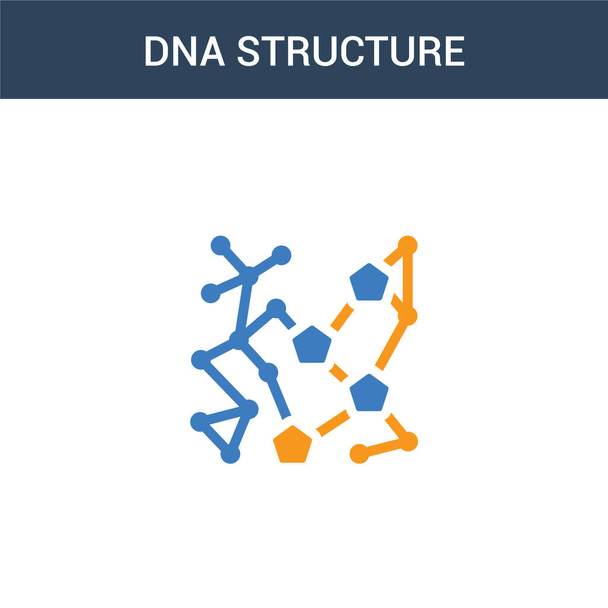 two colored Dna structure concept vector icon. 2 color Dna structure vector illustration. isolated blue and orange eps icon on white background. - Vector, Image