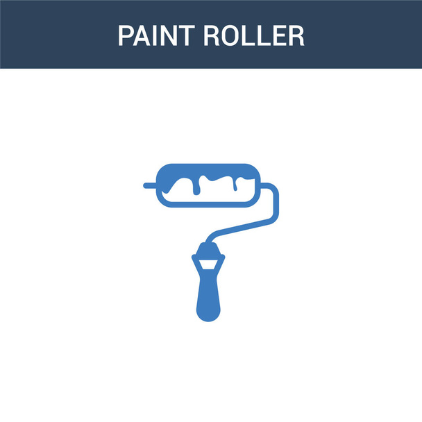 two colored Paint roller concept vector icon. 2 color Paint roller vector illustration. isolated blue and orange eps icon on white background. - Vector, Image
