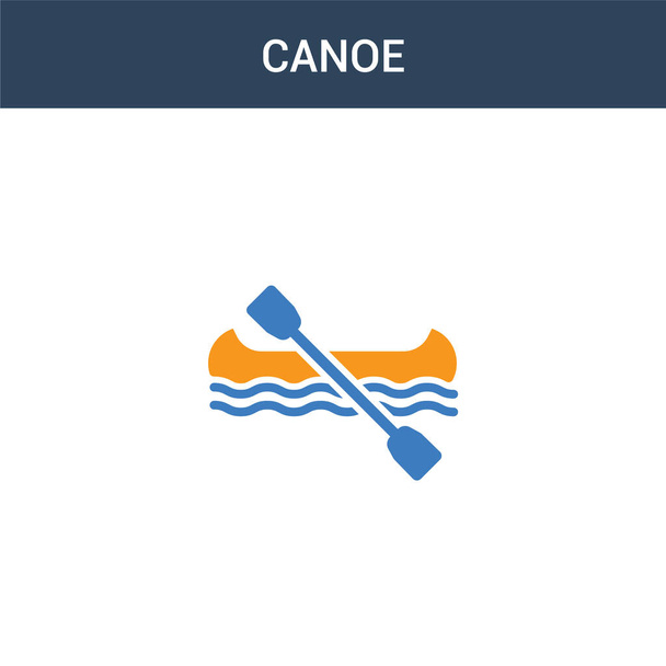 dwie kolorowe ikony wektora koncepcji Canoe. 2 kolorowy wektor kajakowy ilustracja. odizolowany niebieski i pomarańczowy eps ikona na białym tle. - Wektor, obraz