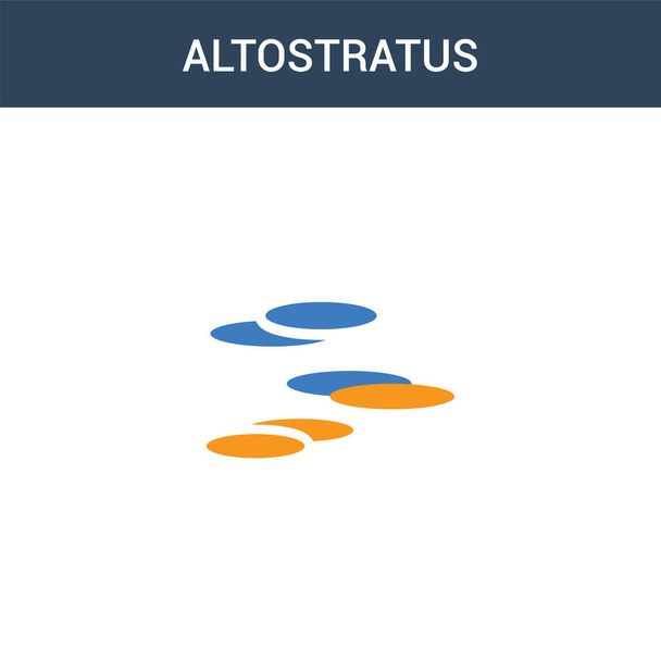 zweifarbiges Altostratus-Konzept-Vektorsymbol. 2 farbige Altostratus-Vektor-Illustration. isoliertes blaues und orangefarbenes eps-Symbol auf weißem Hintergrund. - Vektor, Bild