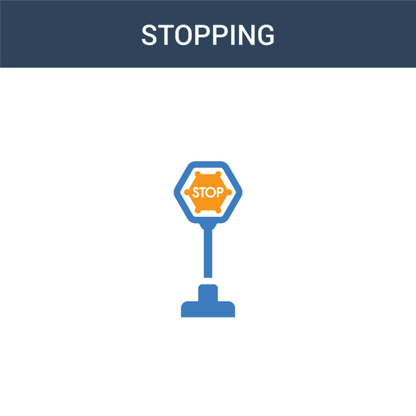 two colored Stopping concept vector icon. 2 color Stopping vector illustration. isolated blue and orange eps icon on white background. - Vector, Image