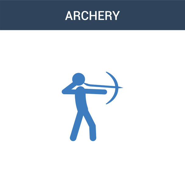 two colored Archery concept vector icon. 2 color Archery vector illustration. isolated blue and orange eps icon on white background. - Vector, Image