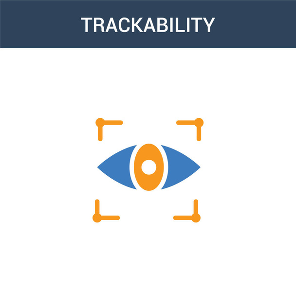 zweifarbiges Trackability-Konzept Vektor-Symbol. 2 farbige Vektordarstellung der Rückverfolgbarkeit. isoliertes blaues und orangefarbenes eps-Symbol auf weißem Hintergrund. - Vektor, Bild