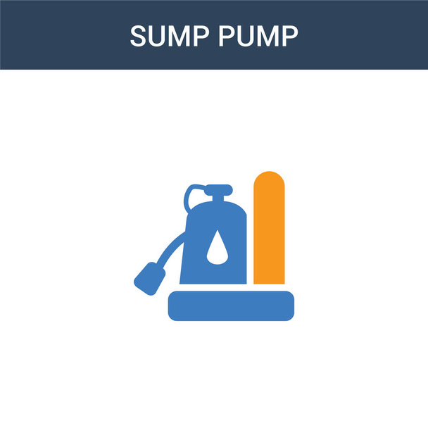 due colorato Sump Pump concetto di icona vettoriale. Illustrazione vettoriale della pompa a 2 colori. isolato blu e arancione eps icona su sfondo bianco
. - Vettoriali, immagini