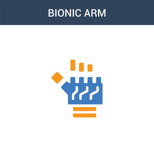 dos color Bionic concepto de brazo icono vectorial. 2 ilustración biónica del vector del brazo del color. aislado icono eps azul y naranja sobre fondo blanco
. - Vector, Imagen