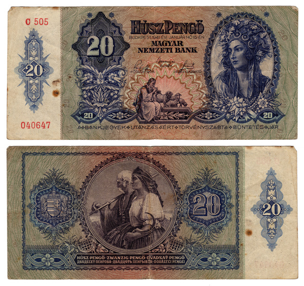1941-ben a Vintage magyar bankjegy - Fotó, kép