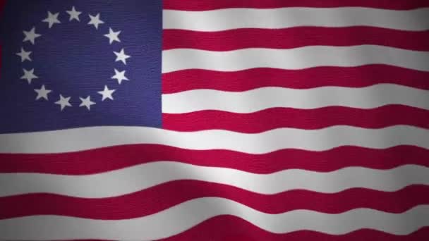 zapętlone wideo Stanów Zjednoczonych Ameryki machające flagą, betsy ross flag, tekstylia teksturowane, bezszwowe i gładkie - Materiał filmowy, wideo