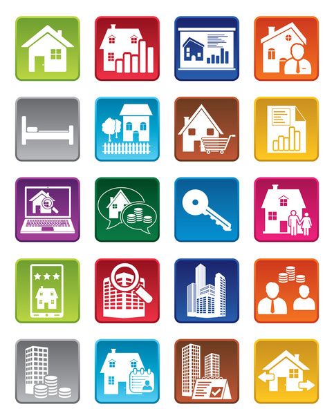Colorful real estate icons - Vector, Image