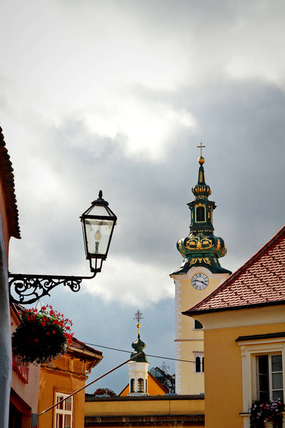 bright colors of the city of Zagreb against a stormy sky - Fotografie, Obrázek