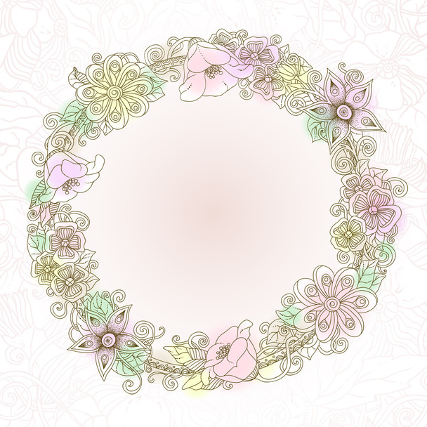 Vector floral background, retro flowers and leaves - Vettoriali, immagini