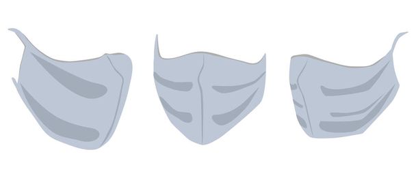 Máscara médica de protecção cinzenta. Máscara de higiene EPI Proteção contra vírus. Ilustração vetorial isolada sobre fundo branco
. - Vetor, Imagem