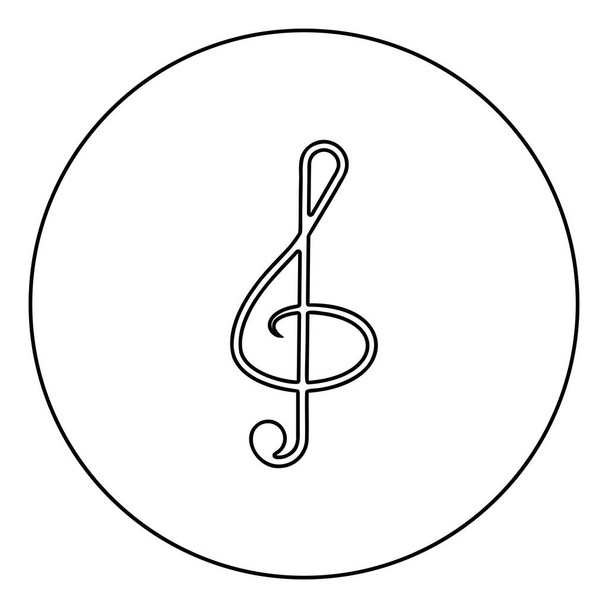 Treble clef icon in circle round outline black color vector illustration flat style simple image - Vector, Image