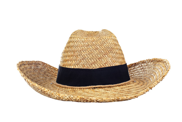 slaměný klobouk na bílém pozadí - Fotografie, Obrázek