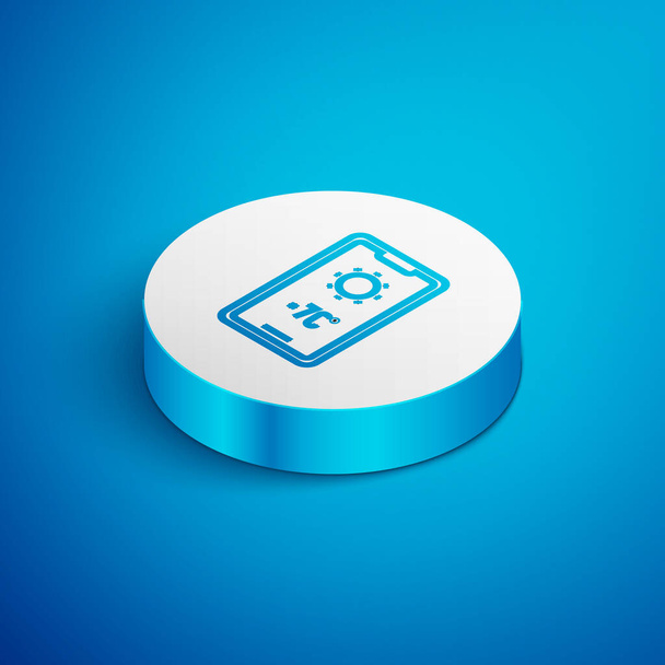 Isometric line Weather forecast icon isolated on blue background. White circle button. Vector Illustration - Vector, Image