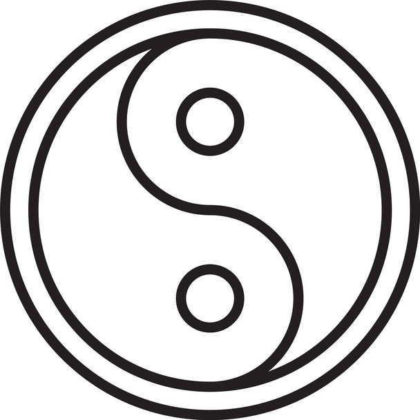 Černá čára Yin Yang symbol harmonie a vyvážení ikona izolované na bílém pozadí. Vektorová ilustrace - Vektor, obrázek
