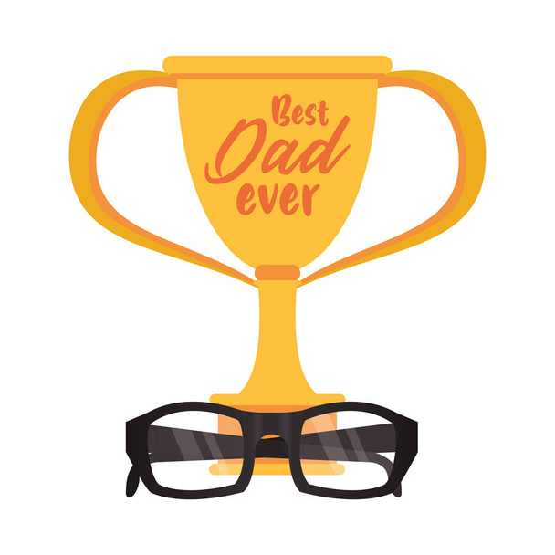 trophy cup award best dad with eye glasses - Διάνυσμα, εικόνα
