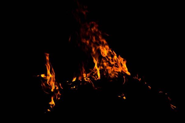 Texture of Fire flames on black background - Photo, Image