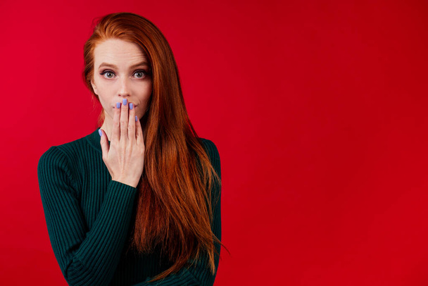 redhair ginger woman feeling unhappy love or beak up with boyfriend concept - Photo, image