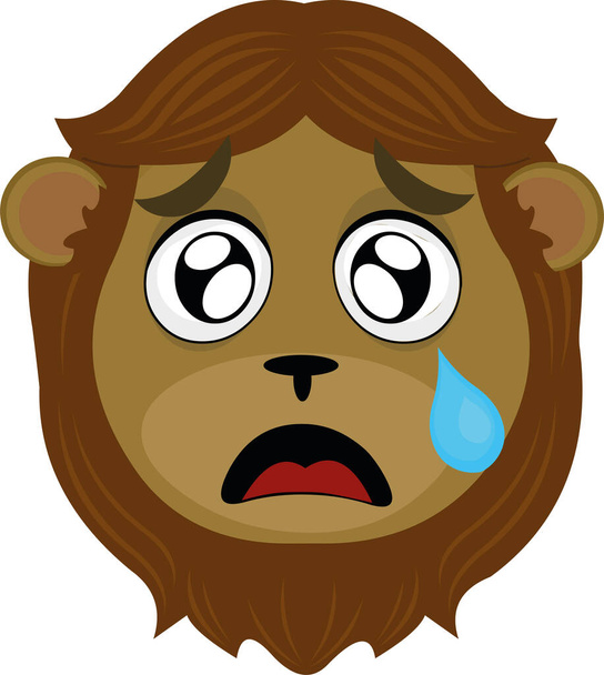 Ilustração vetorial do rosto de um leão dos desenhos animados, com uma expressão lacrimejante
 - Vetor, Imagem