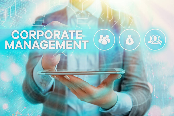 Znak tekstowy pokazujący Corporate Management. Zdjęcie koncepcyjne wszystkich poziomów kadry kierowniczej i Excutives. - Zdjęcie, obraz